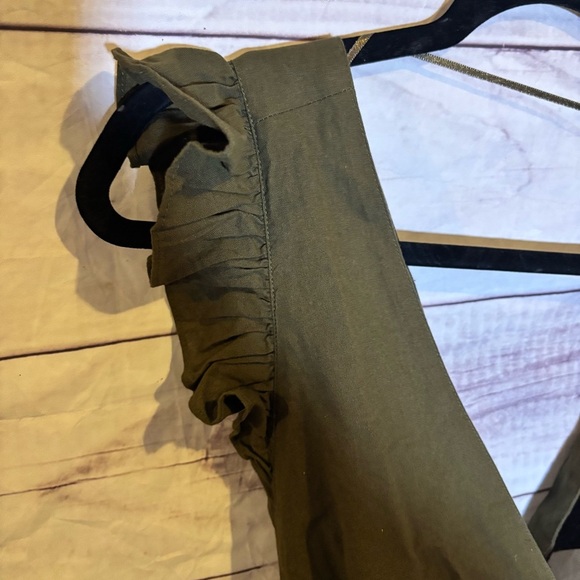 Happy Nature Criss Cross Back Olive Green Ruffle Jumpsuit Bohemian 6 - Picture 6 of 9